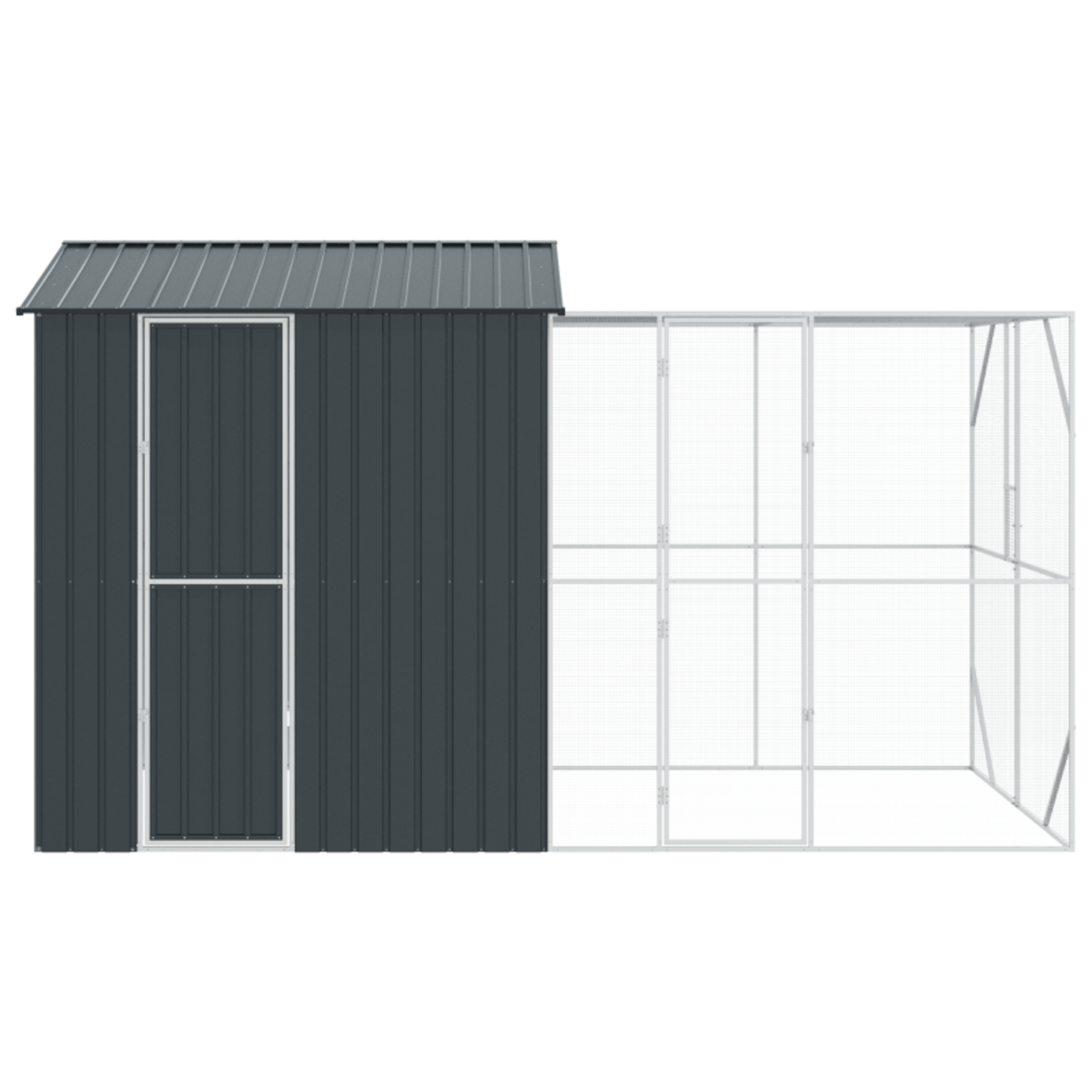 VIDAXL Aviary pour oiseaux avec extension anthracite 210x421x247 cm en acier