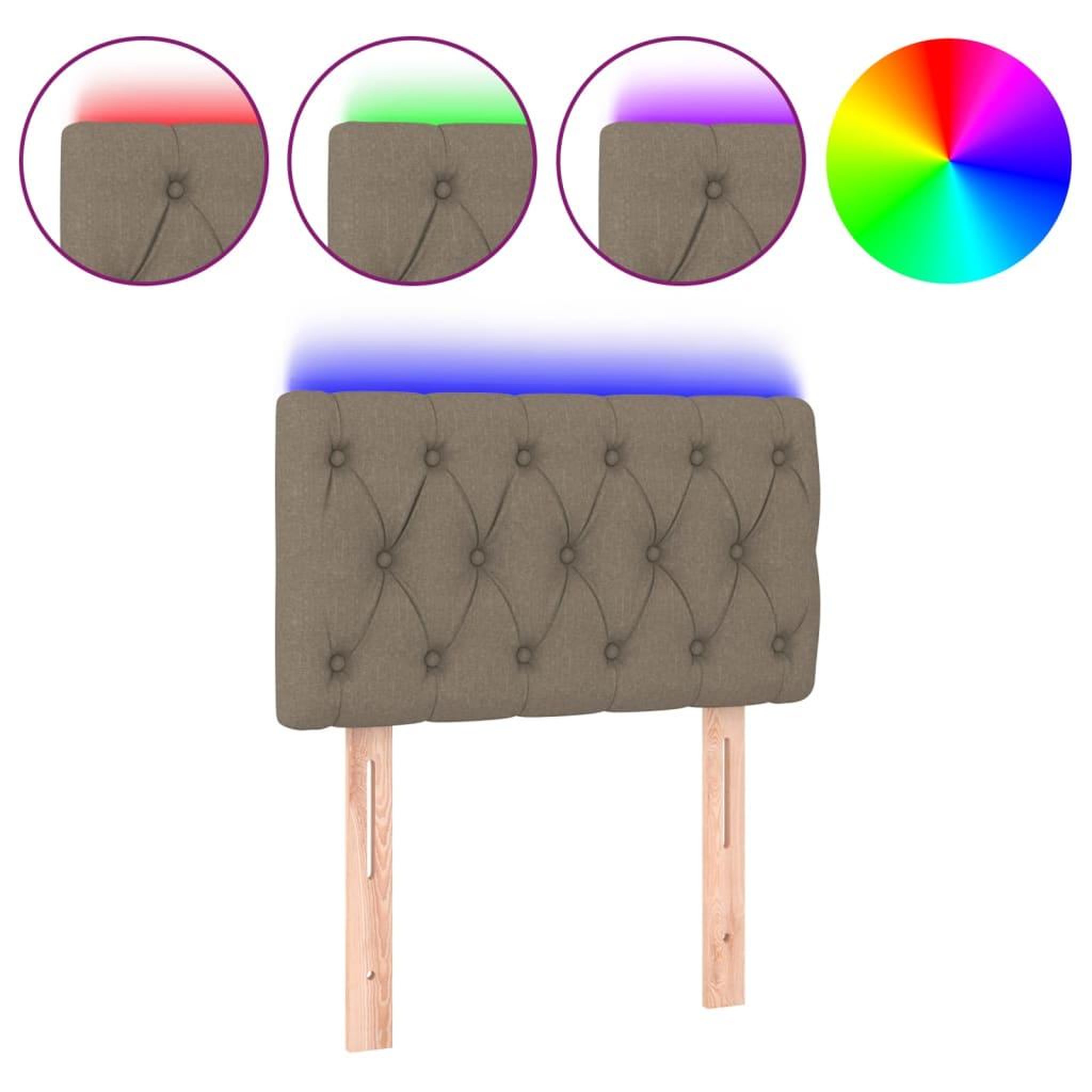 Voir la diapositive 2 : VIDAXL Tete de lit a LED Taupe 80x7x78/88 cm Tissu