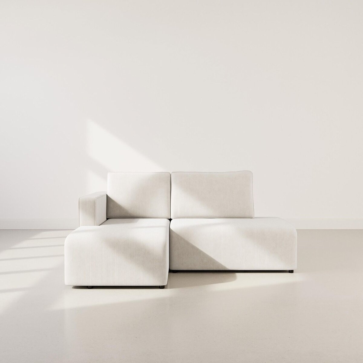 BEST MOBILIER Topaze - canapé d'angle gauche 4 places convertible avec coffre en velours côtelé