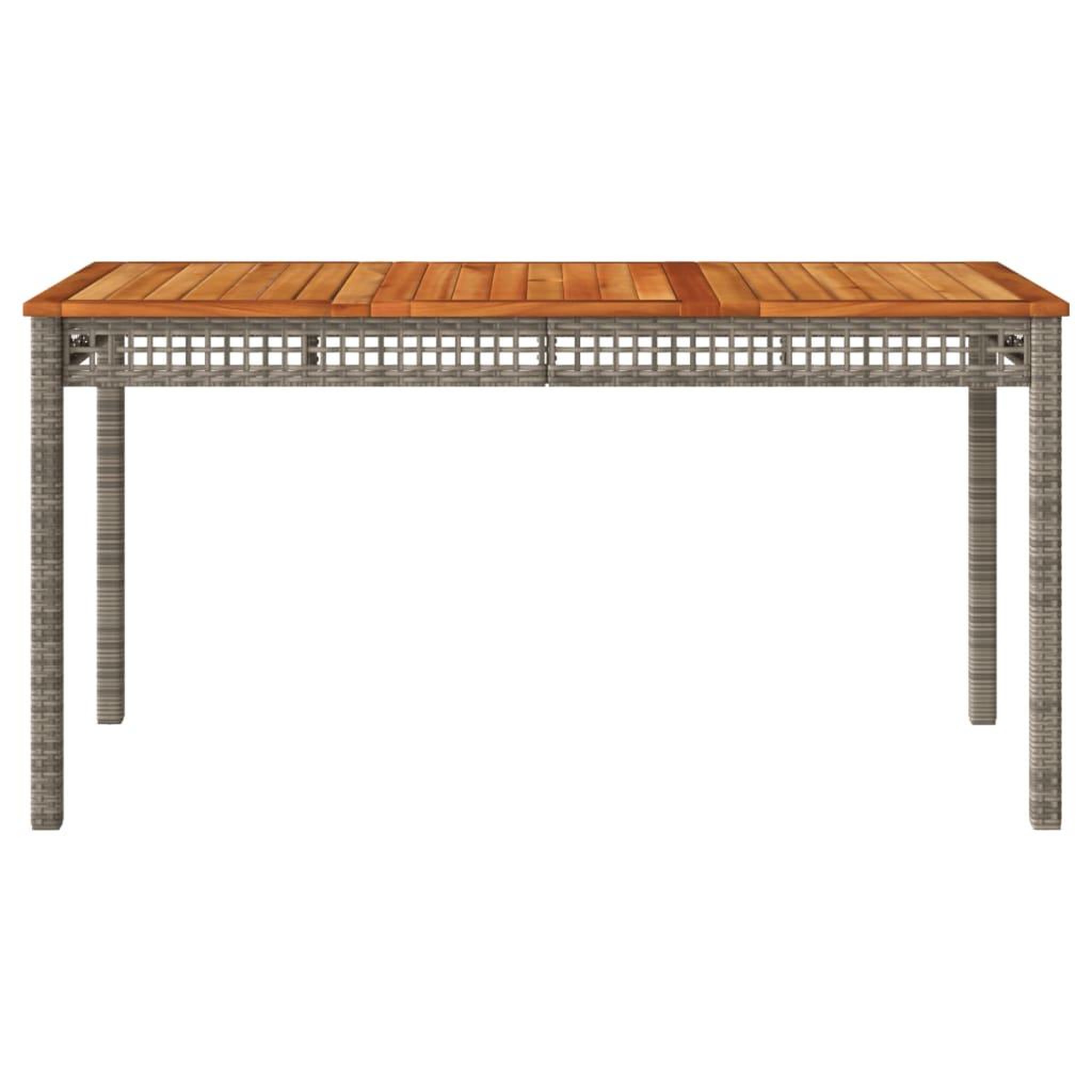 Voir la diapositive 4 : VIDAXL Table de jardin gris 140x80x75 cm resine tressee et bois acacia