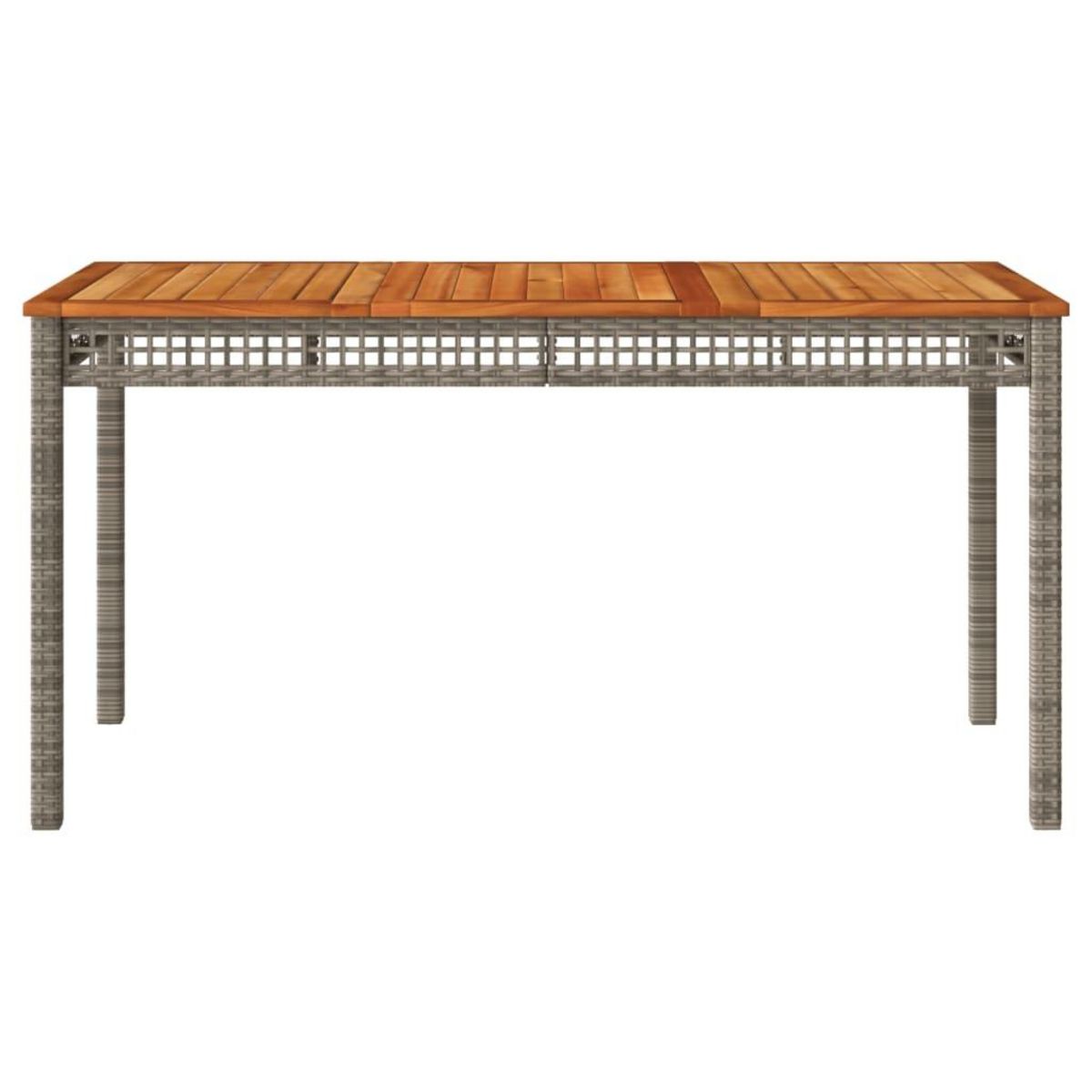VIDAXL Table de jardin gris 140x80x75 cm resine tressee et bois acacia