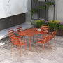 Voir la diapositive 2 : OUTSUNNY Salon de jardin 6 places 7 pièces - table à manger 6 chaises empilables - acier thermolaqué terre battue