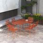 Voir la diapositive 2 : OUTSUNNY Salon de jardin 6 places 7 pièces - table à manger 6 chaises empilables - acier thermolaqué terre battue