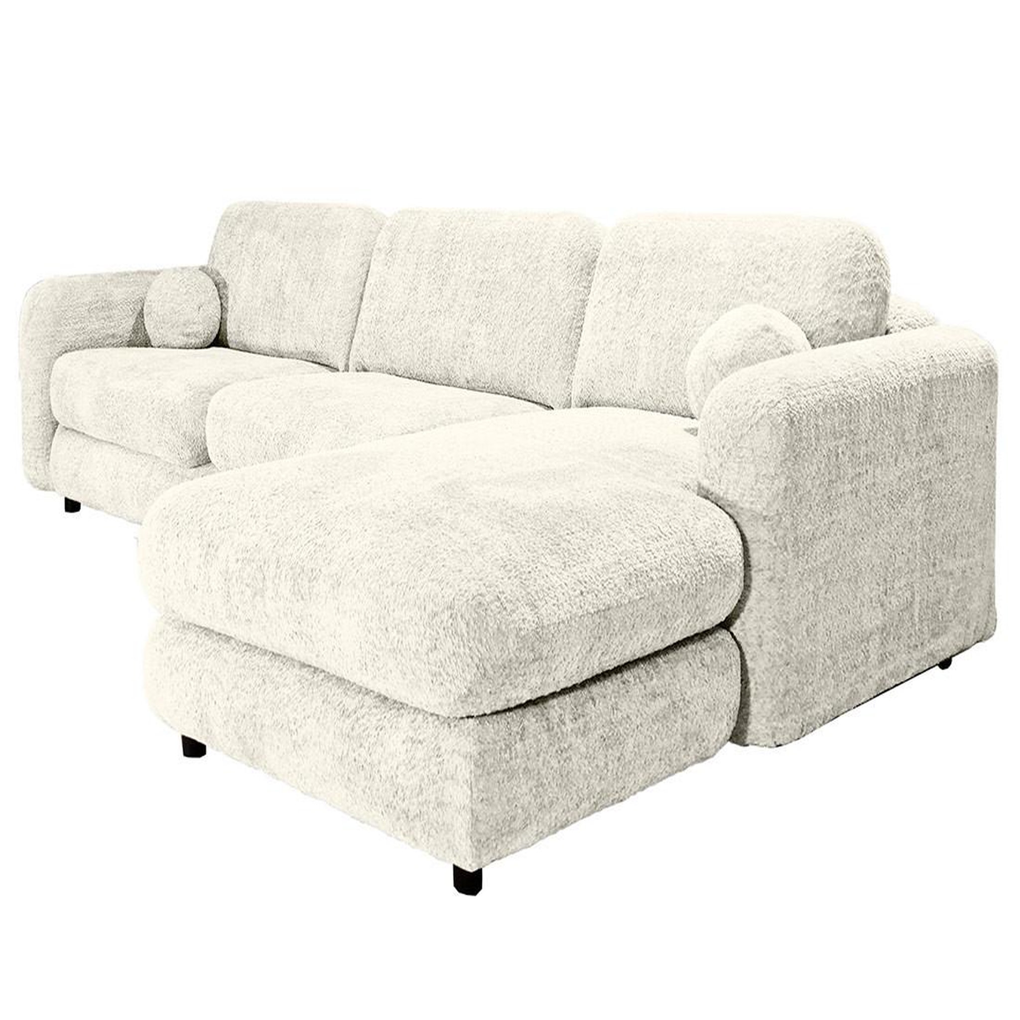 Voir la diapositive 2 : BEST MOBILIER Rachel - canapé d'angle droit 4 places en tissu bouclette
