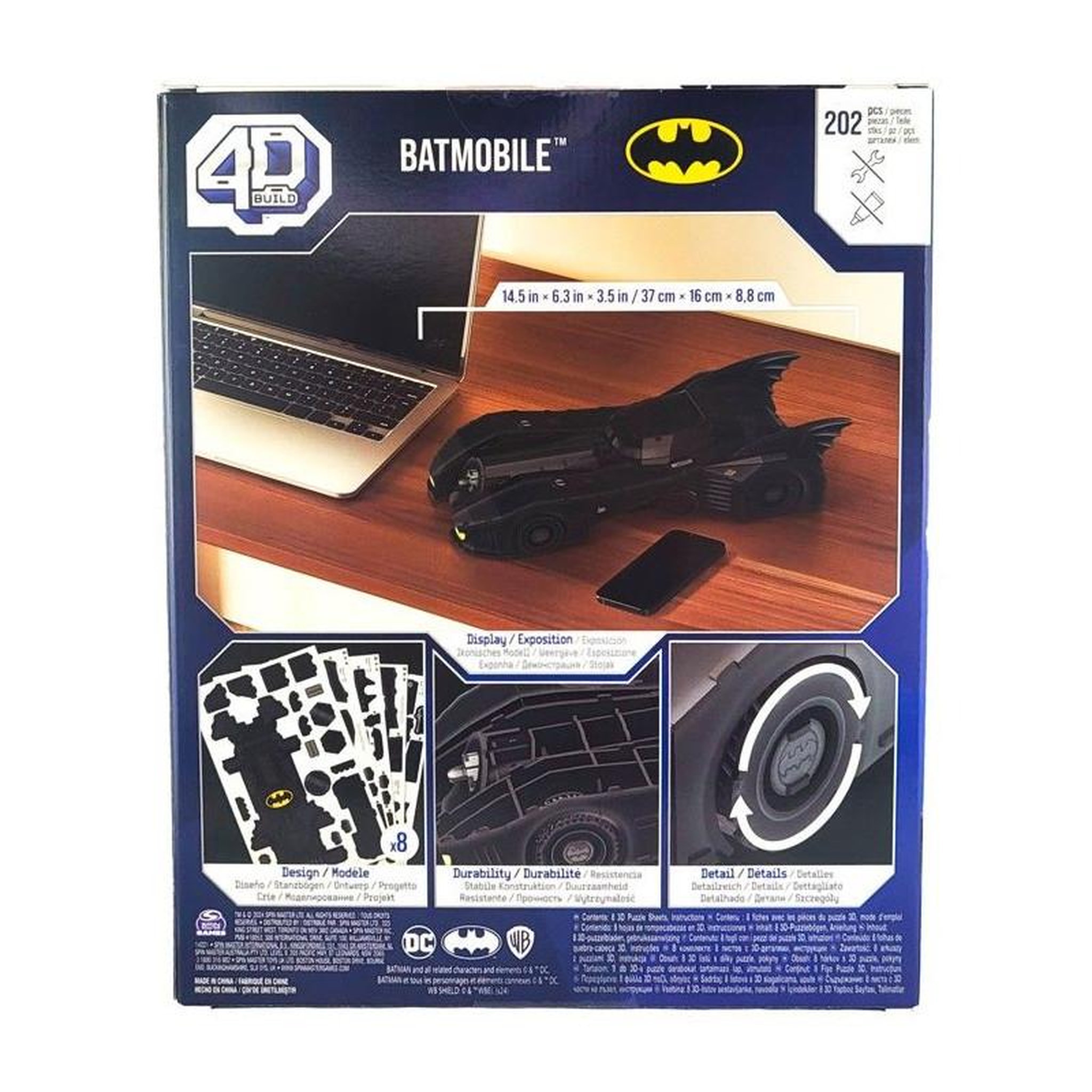 Voir la diapositive 6 : GENERIQUE Puzzle 4D Build enfant Batmobile Batman DC maquette 3D construction – Spin Master
