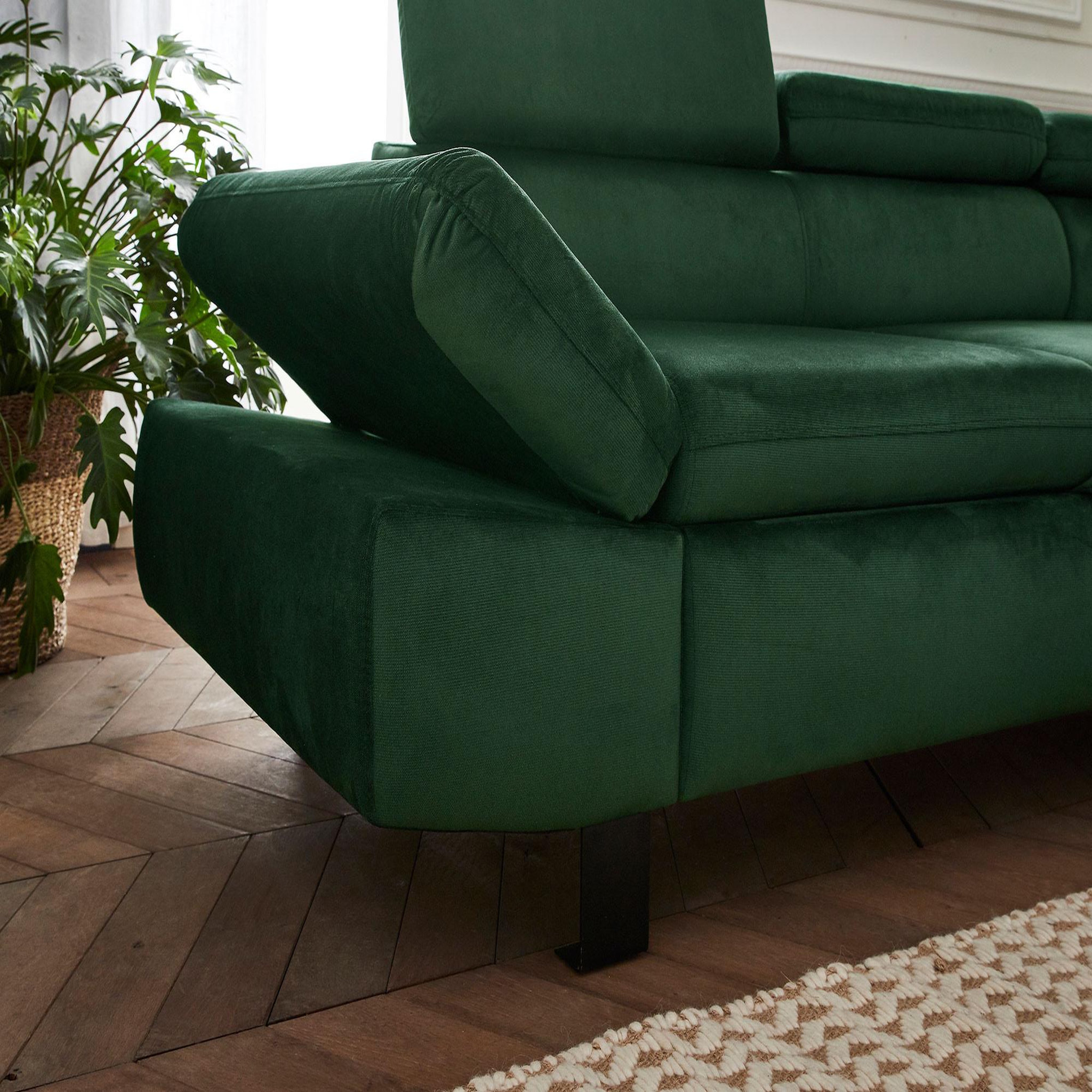 Voir la diapositive 4 : LISA DESIGN Nairobi - canapé d'angle convertible - en velours - 5 places - avec têtières - droit