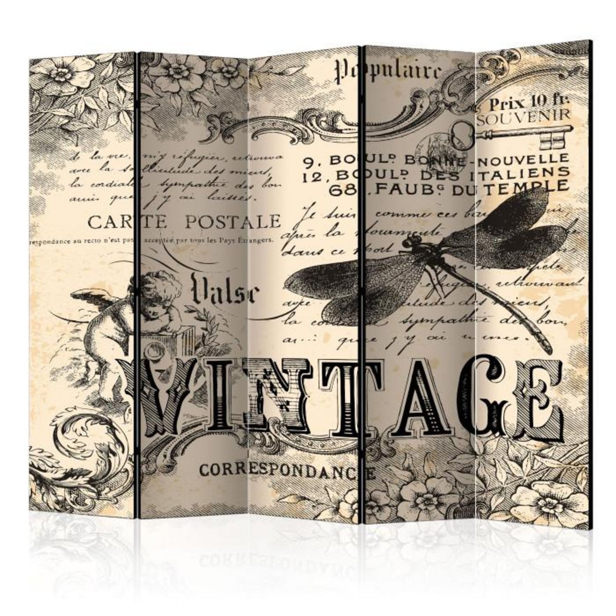 Paris Prix Paravent 5 Volets  Vintage Correspondence  172x225cm