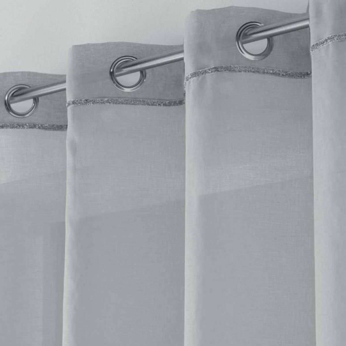Paris Prix Rideau Voilage à Œillets  Etincelle  140x240cm Gris
