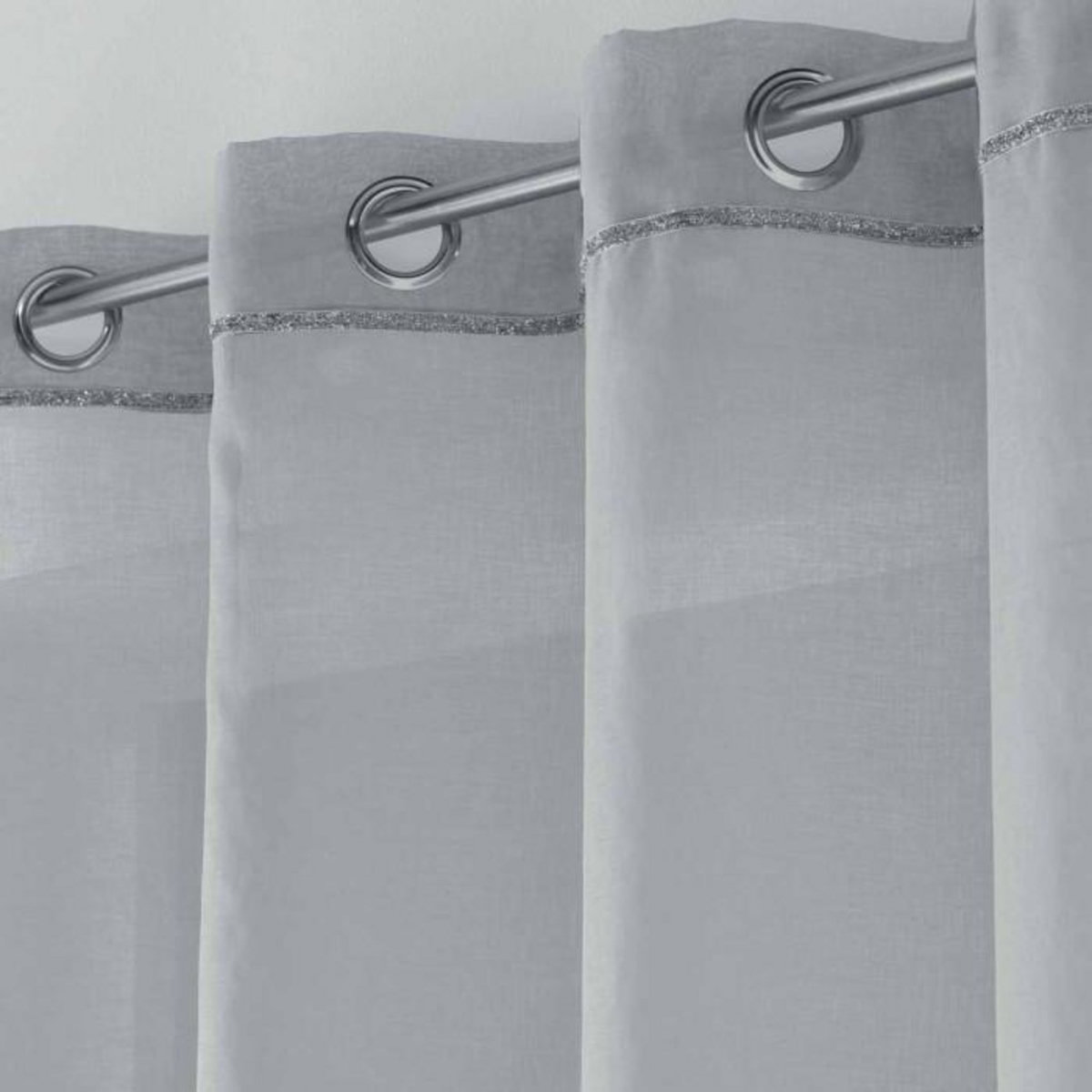 Paris Prix Rideau Voilage à Œillets  Etincelle  140x240cm Gris