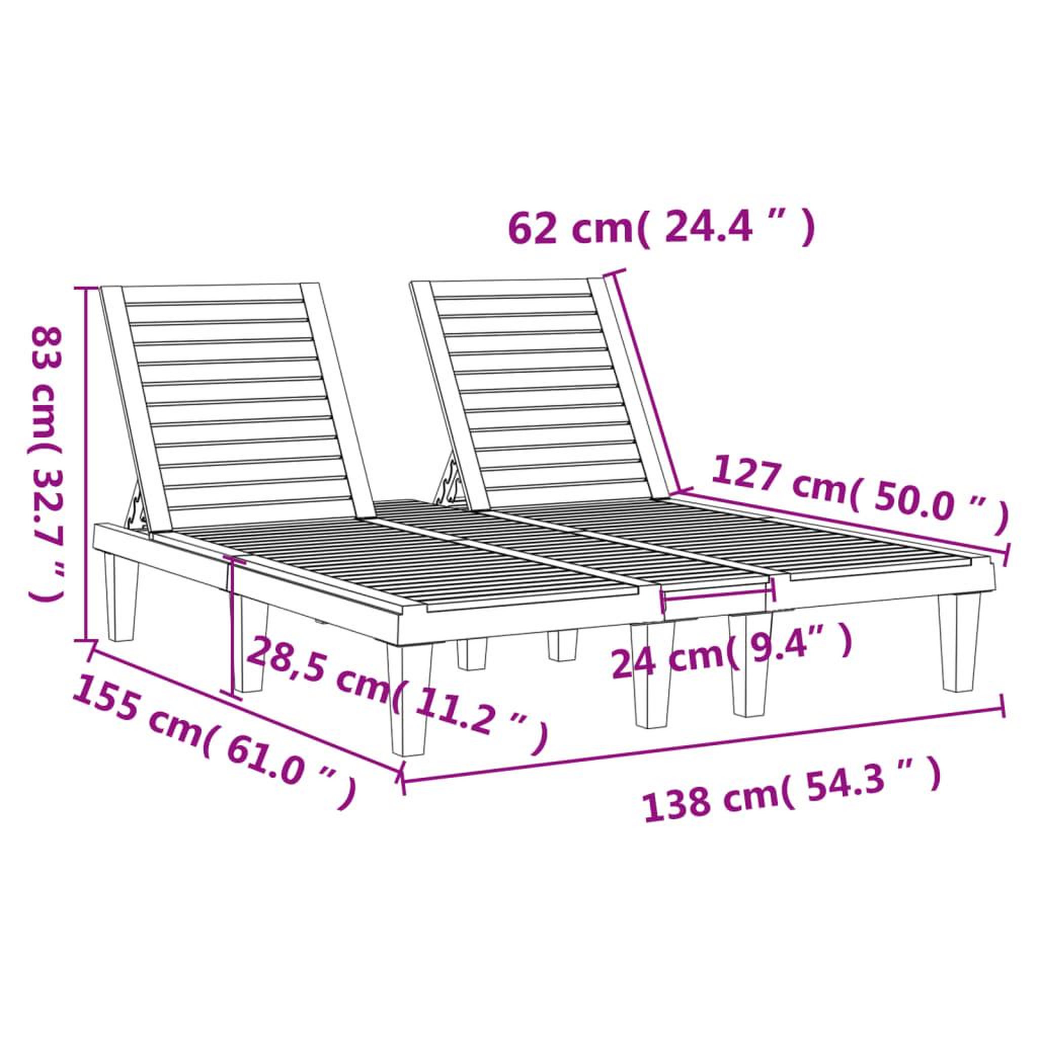 Voir la diapositive 6 : VIDAXL Chaise longue double noir 155x138x83 cm polypropylene