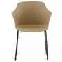 IDIMEX Lot de 4 chaises de jardin FORO fauteuil d'extérieur en plastique beige résistant aux UV et pieds en métal noir