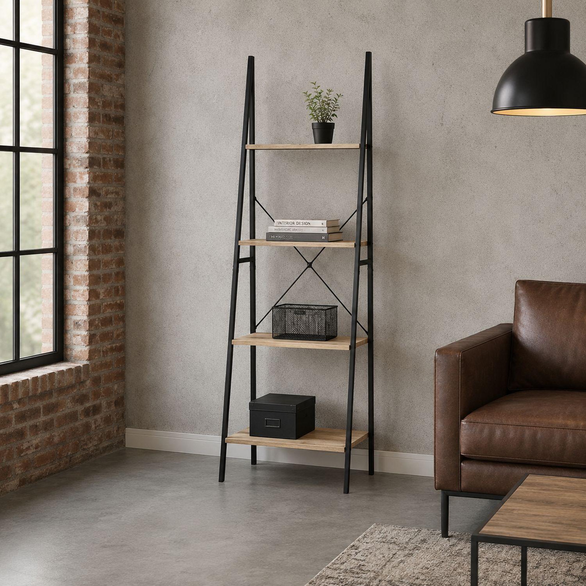 Voir la diapositive 2 : HEART OF THE HOME Etagère industrielle ladder - l. 60 x h. 180 cm - marron chêne