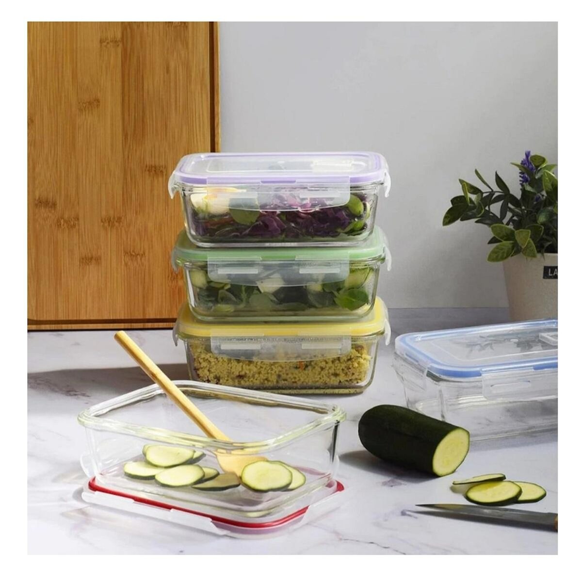 PEBBLY 5 boîtes rectangulaires batch cooking - PKV-5SRB