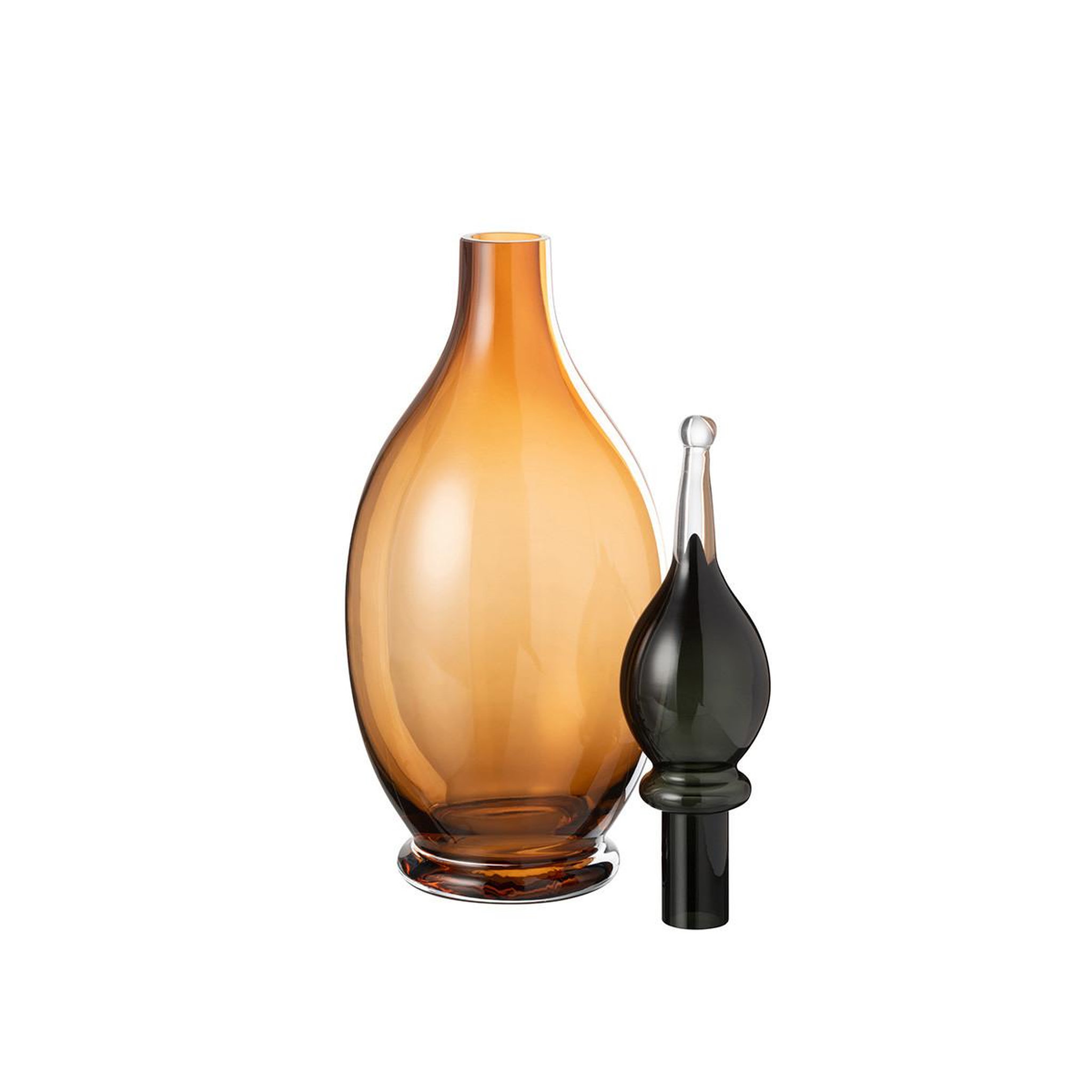 Voir la diapositive 2 : J-LINE Vase bouchon fiole en verre  jo  53cm marron