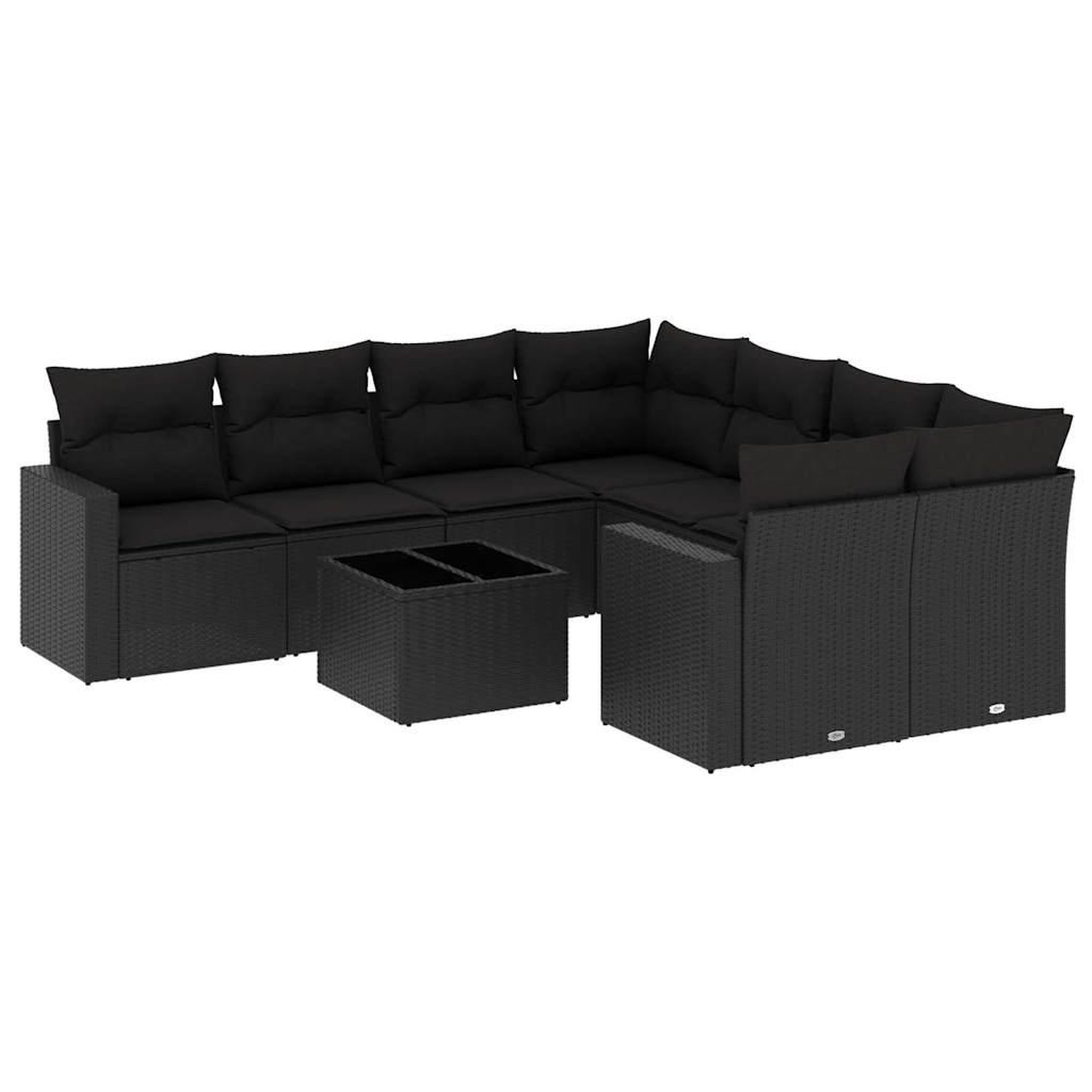 Voir la diapositive 2 : VIDAXL Salon de jardin 9 pcs avec coussins noir resine tressee