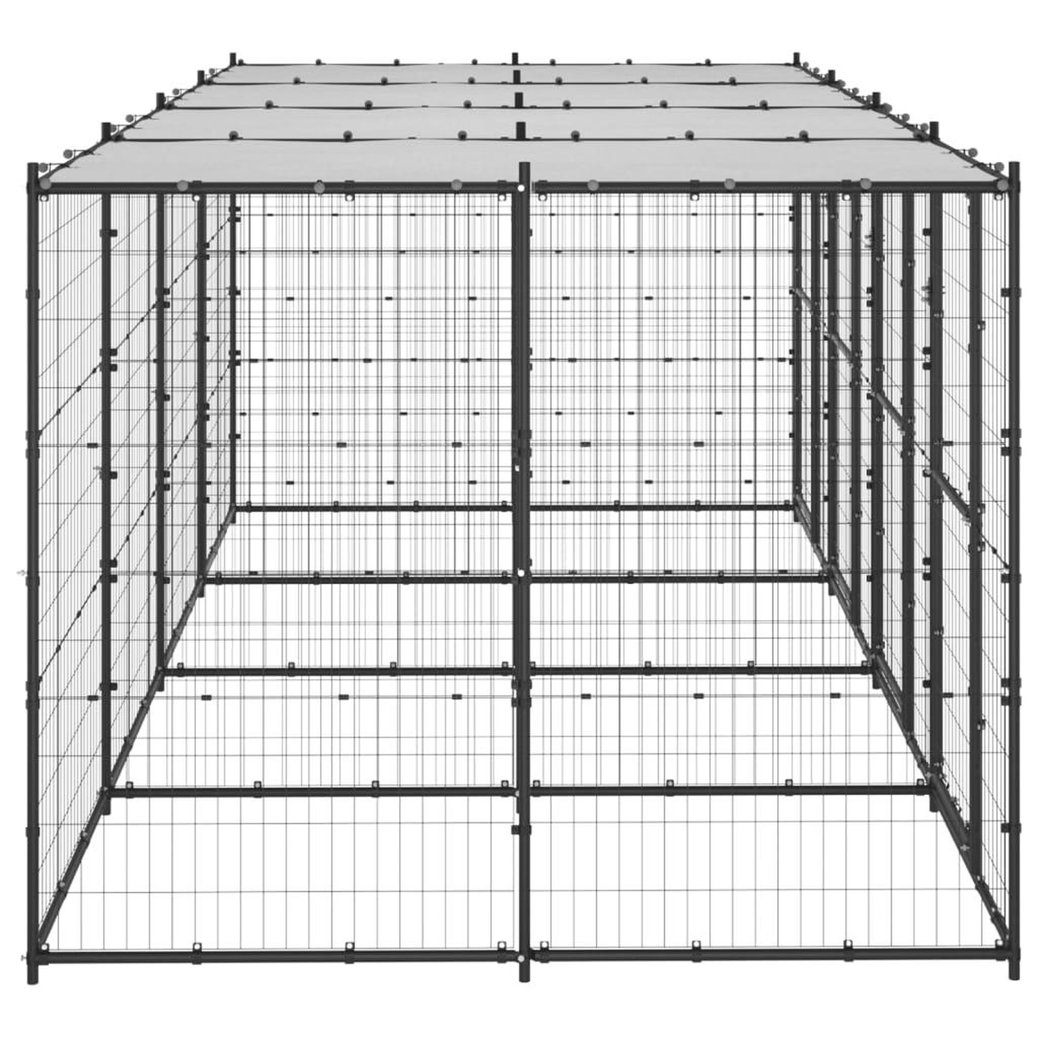 Voir la diapositive 3 : VIDAXL Chenil exterieur Acier avec toit 9,68 m²