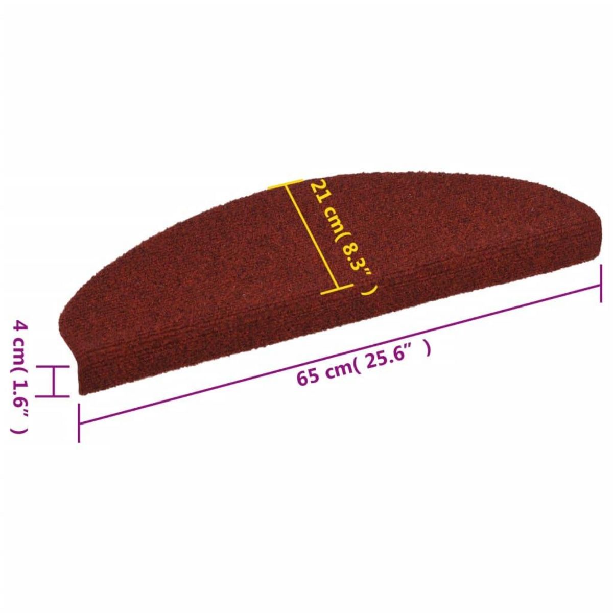 VIDAXL Tapis autoadhesifs de marches 10 pcs Rouge 65x21x4cm Aiguillete