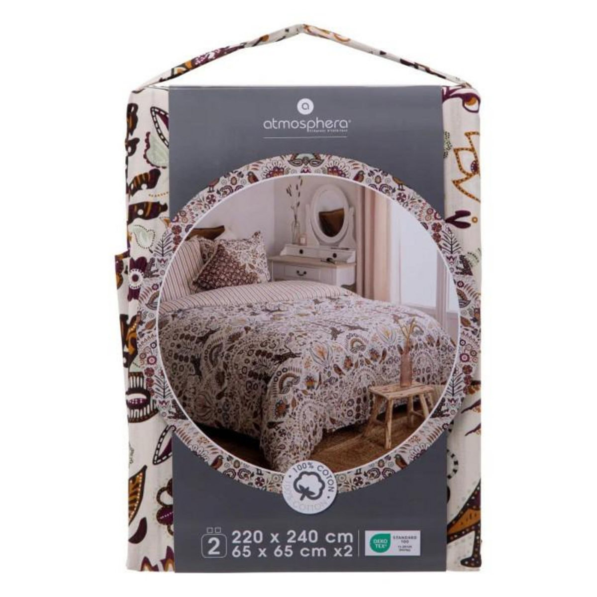 ATMOSPHERA Parure de Lit Imprimée  Indie  240x220cm Beige