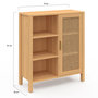 Voir la diapositive 5 : ID MARKET Buffet d'appoint 3 étagères et placard 70 cm EDHEN bois et cannage