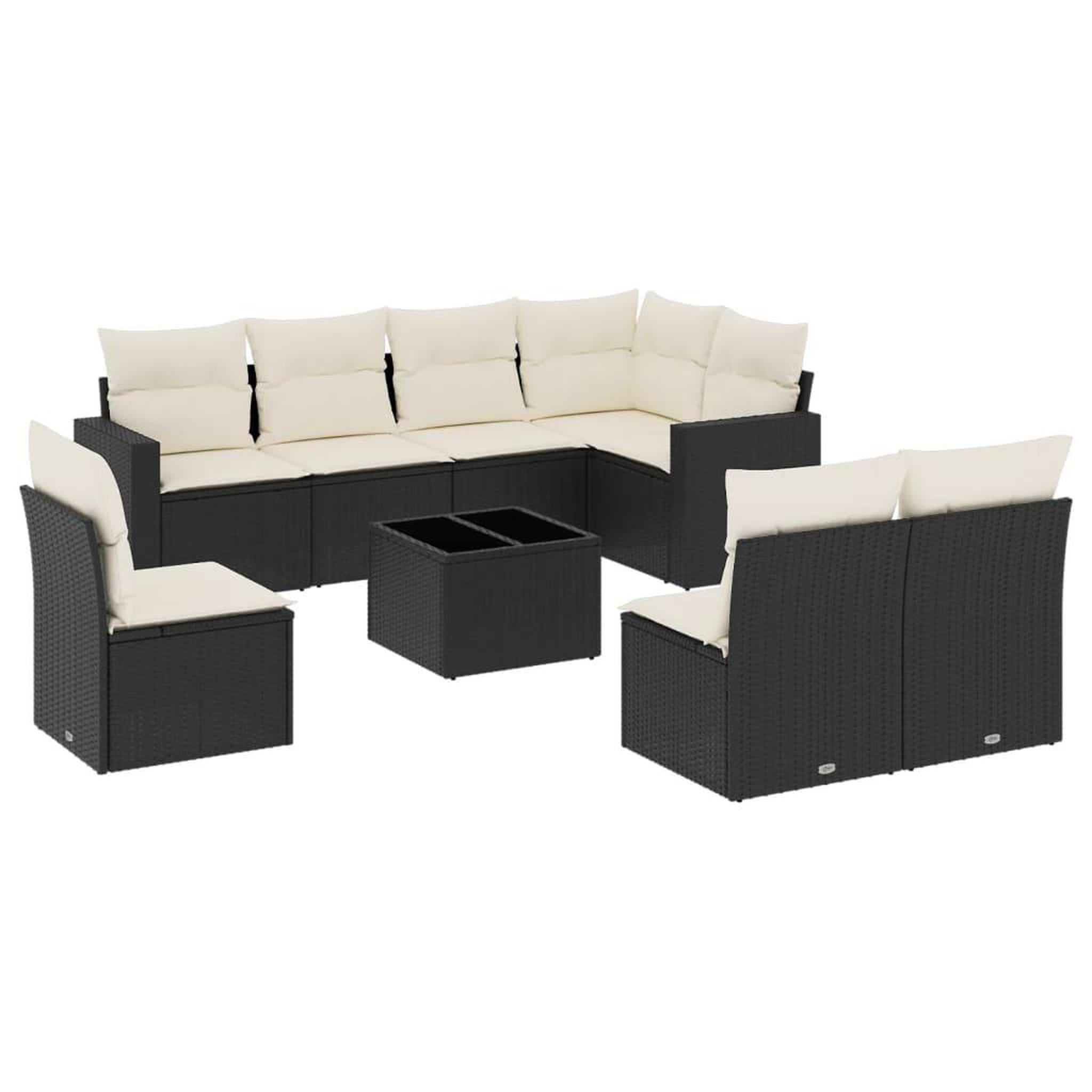 Voir la diapositive 2 : VIDAXL Salon de jardin 9 pcs avec coussins noir resine tressee