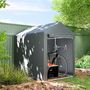 Voir la diapositive 2 : OUTSUNNY Abri de jardin tente de stockage portable abri de vélo garage pour extérieur avec cadre en métal galvanisé et grande porte, 1,2 x 1,8 m gris foncé