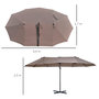 Voir la diapositive 3 : OUTSUNNY Parasol déporté grande taille XXL inclinable dim. 4,4L x 2,7l x 2,5H m piètement en acier inclus polyester marron