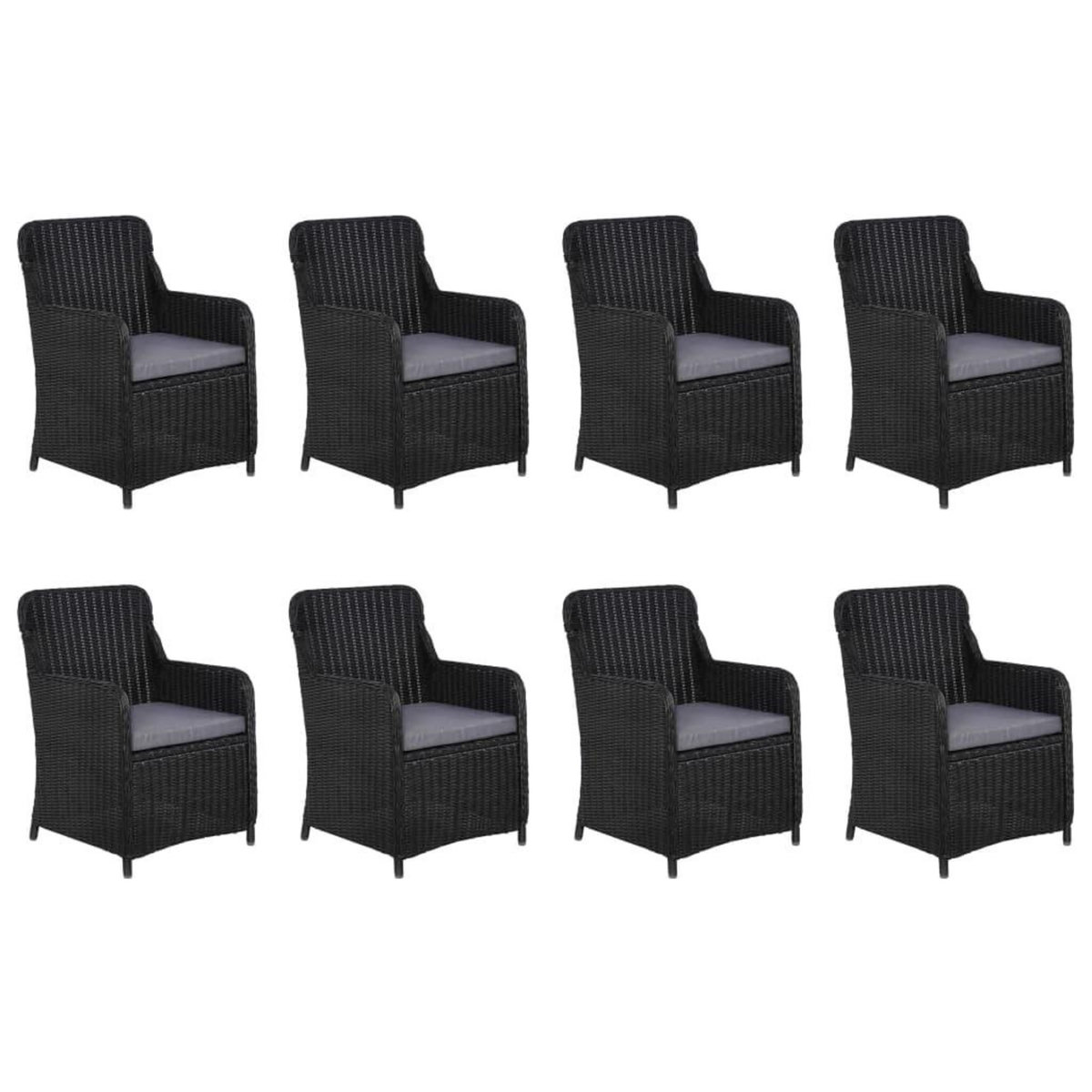 VIDAXL Ensemble a dîner de jardin 11 pcs Resine tressee Noir