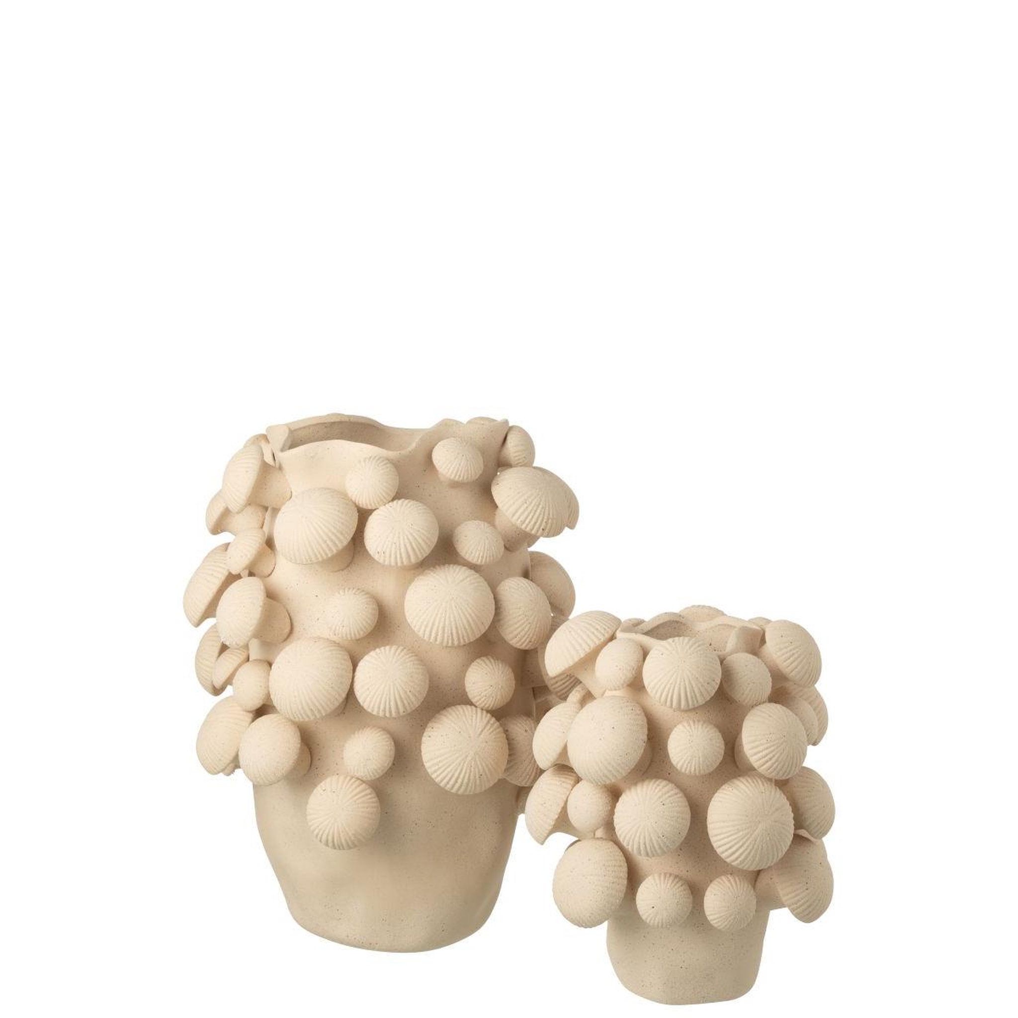 Voir la diapositive 2 : J-LINE Vase champignon en argile  fungi  46cm beige
