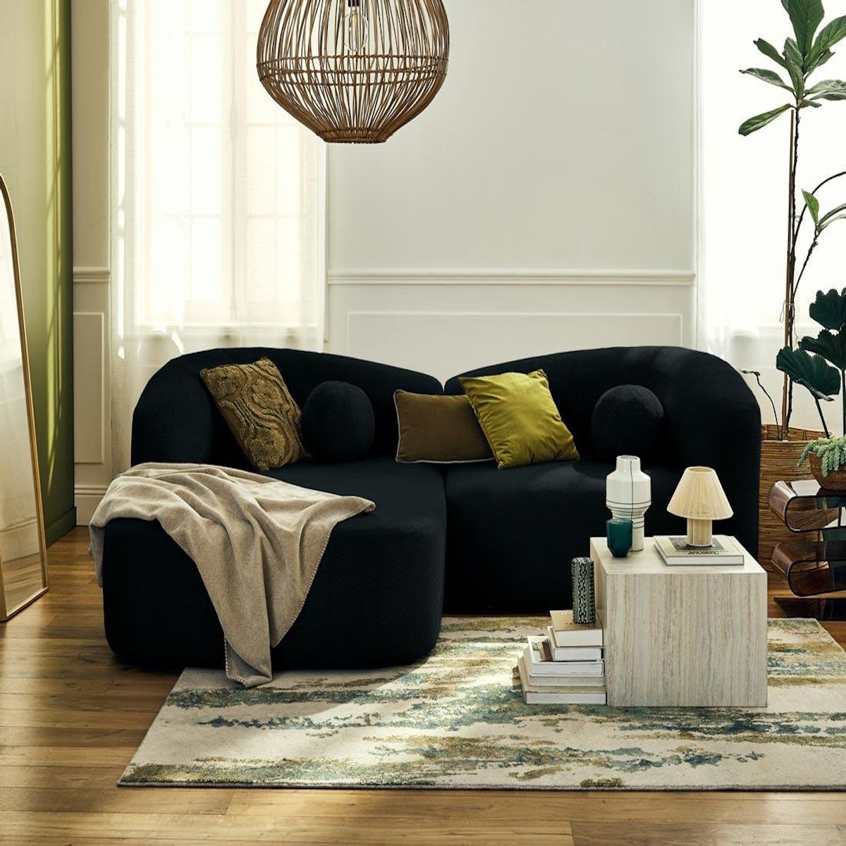 LISA DESIGN Charles - canapé d'angle gauche 4 places en velours texturé