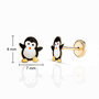 Voir la diapositive 3 : L'ATELIER D'AZUR Boucles d'Oreilles Enfant en Or 18 Carats 750 Jaune et Émail – Motif Pingouin