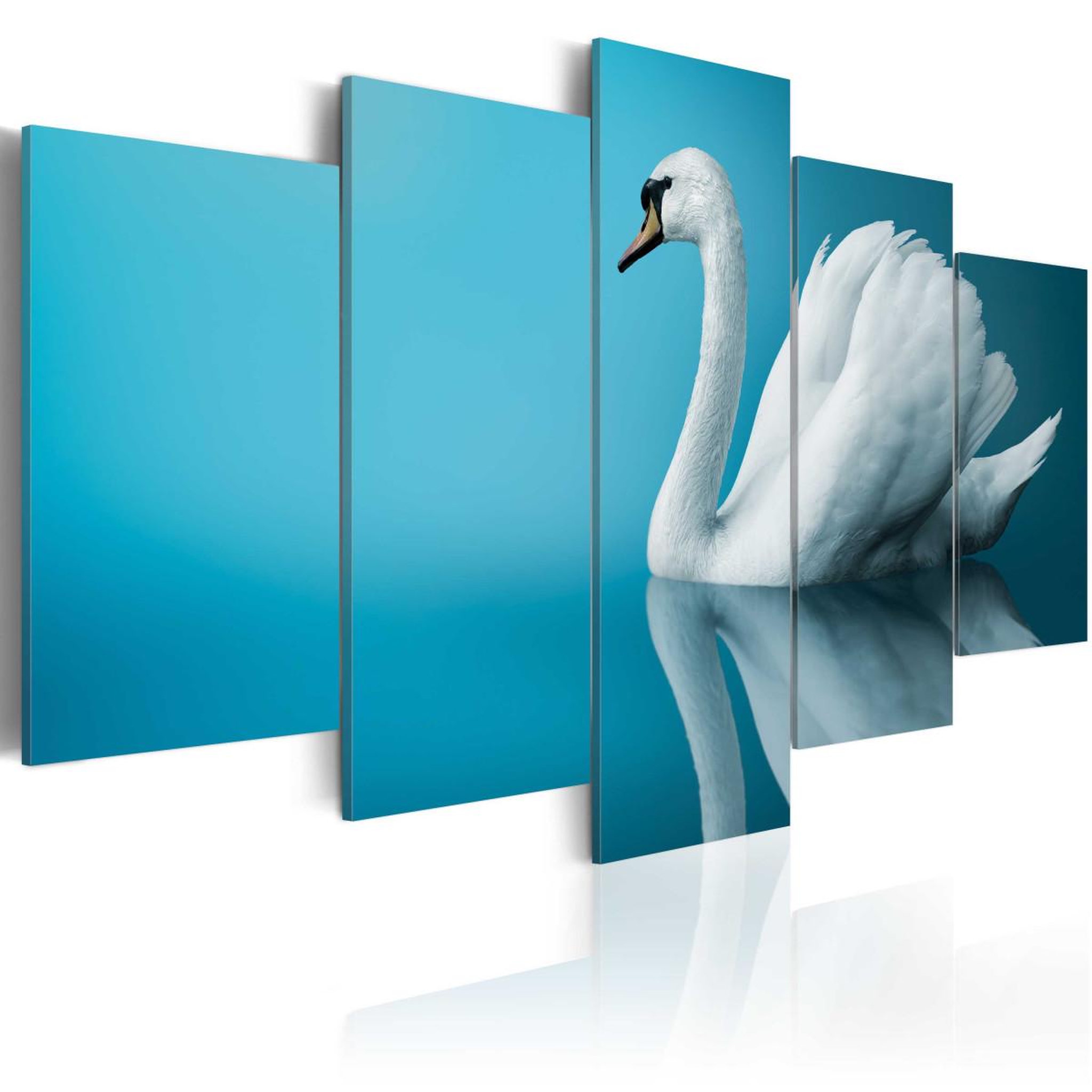 Paris Prix Tableau imprimé  cygne sur fond bleu. Coloris disponibles : Multicolore