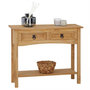 Voir la diapositive 1 : IDIMEX Table console SALSA table d'appoint en bois style mexicain avec 2 tiroirs et 1 étagère, en pin massif finition teintée/cirée