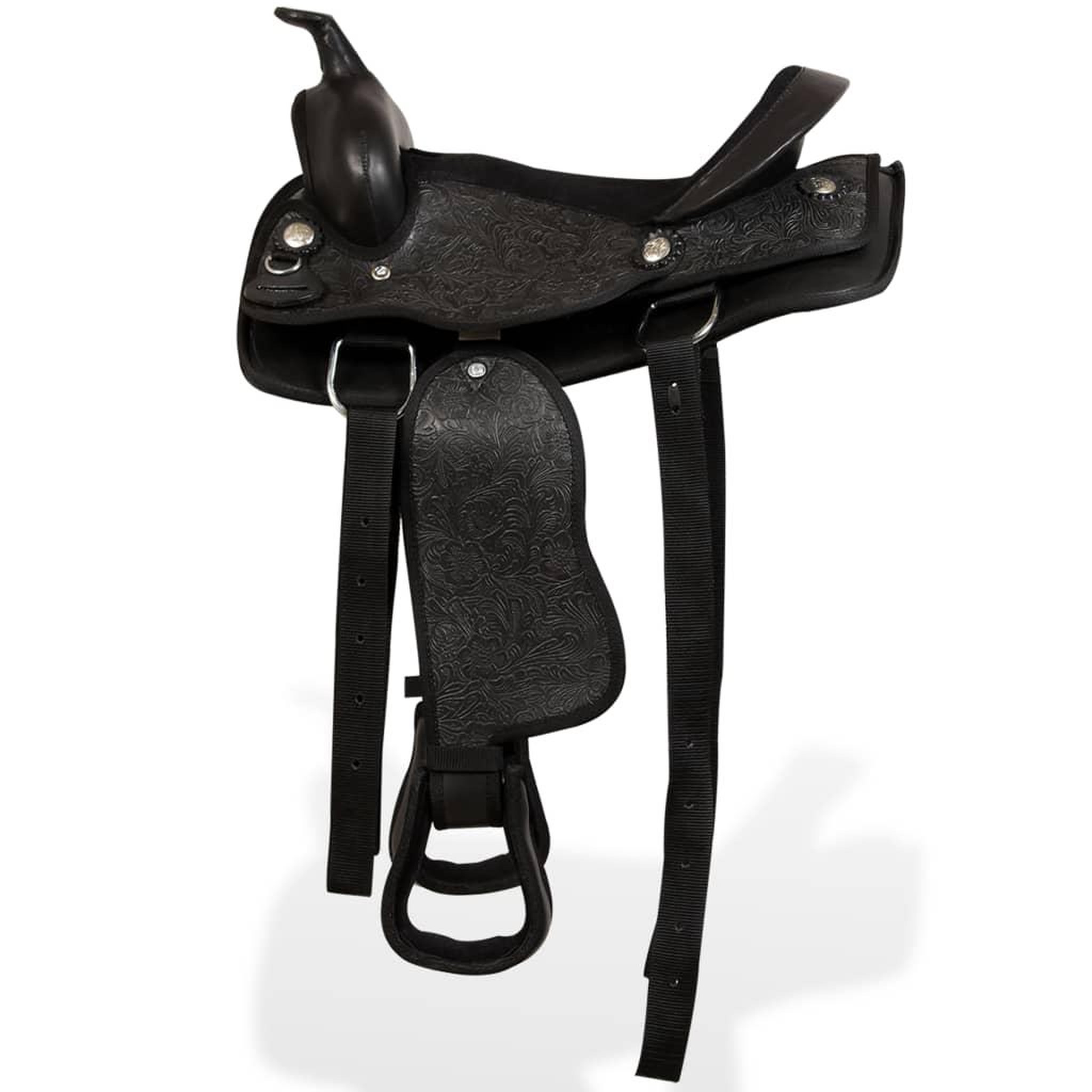 Voir la diapositive 4 : VIDAXL Selle, bridon et col de poitrine Cuir veritable 13 po Noir