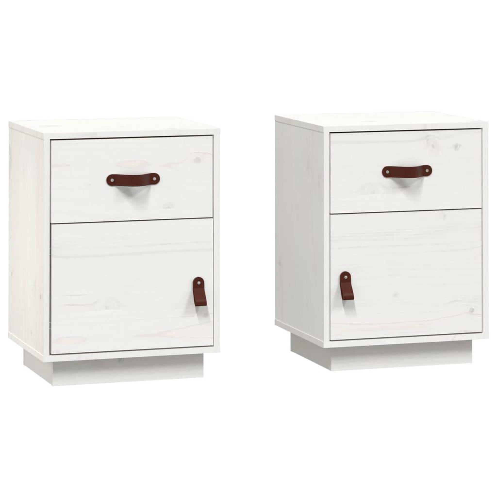 Voir la diapositive 2 : VIDAXL Tables de chevet 2 pcs Blanc 40x34x55 cm Bois de pin massif