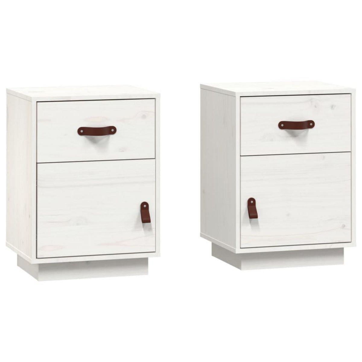 VIDAXL Tables de chevet 2 pcs Blanc 40x34x55 cm Bois de pin massif