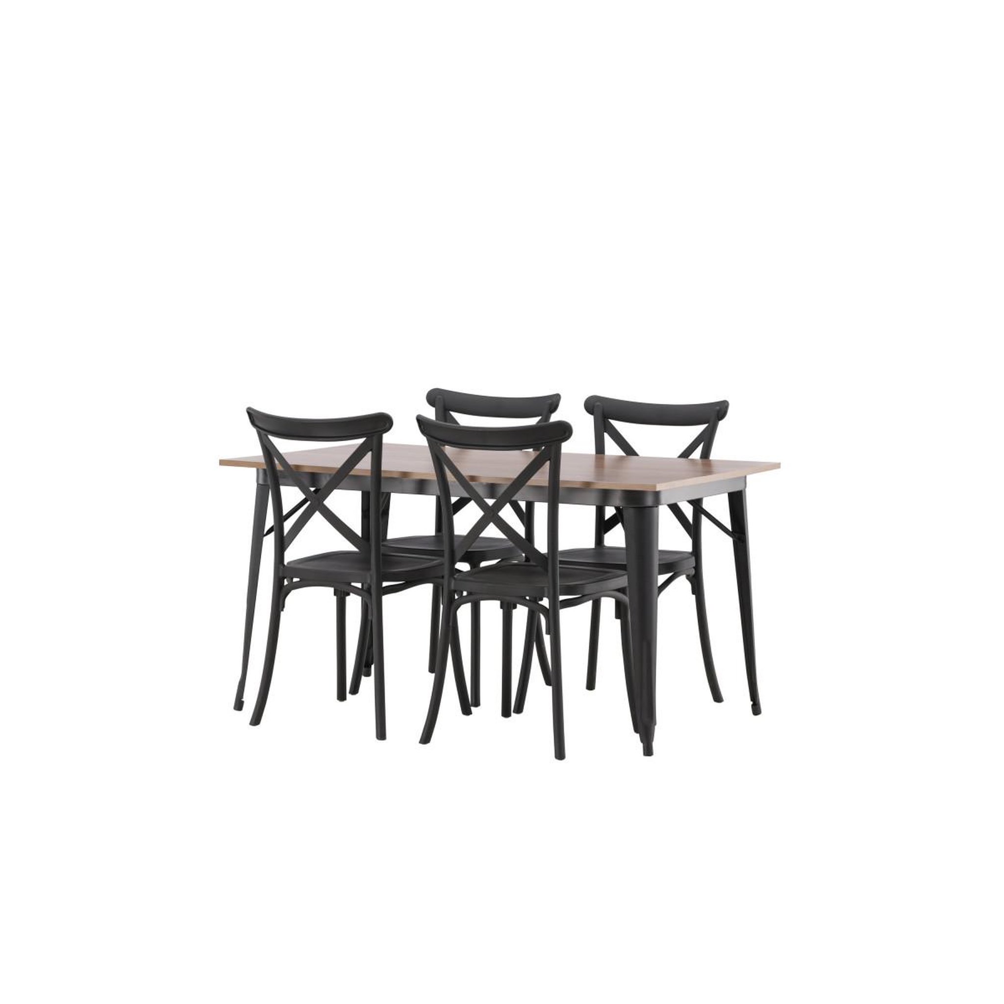 Voir la diapositive 3 : Paris Prix Ensemble table à manger & 4 chaises  tempe & crosett  140cm naturel & noir