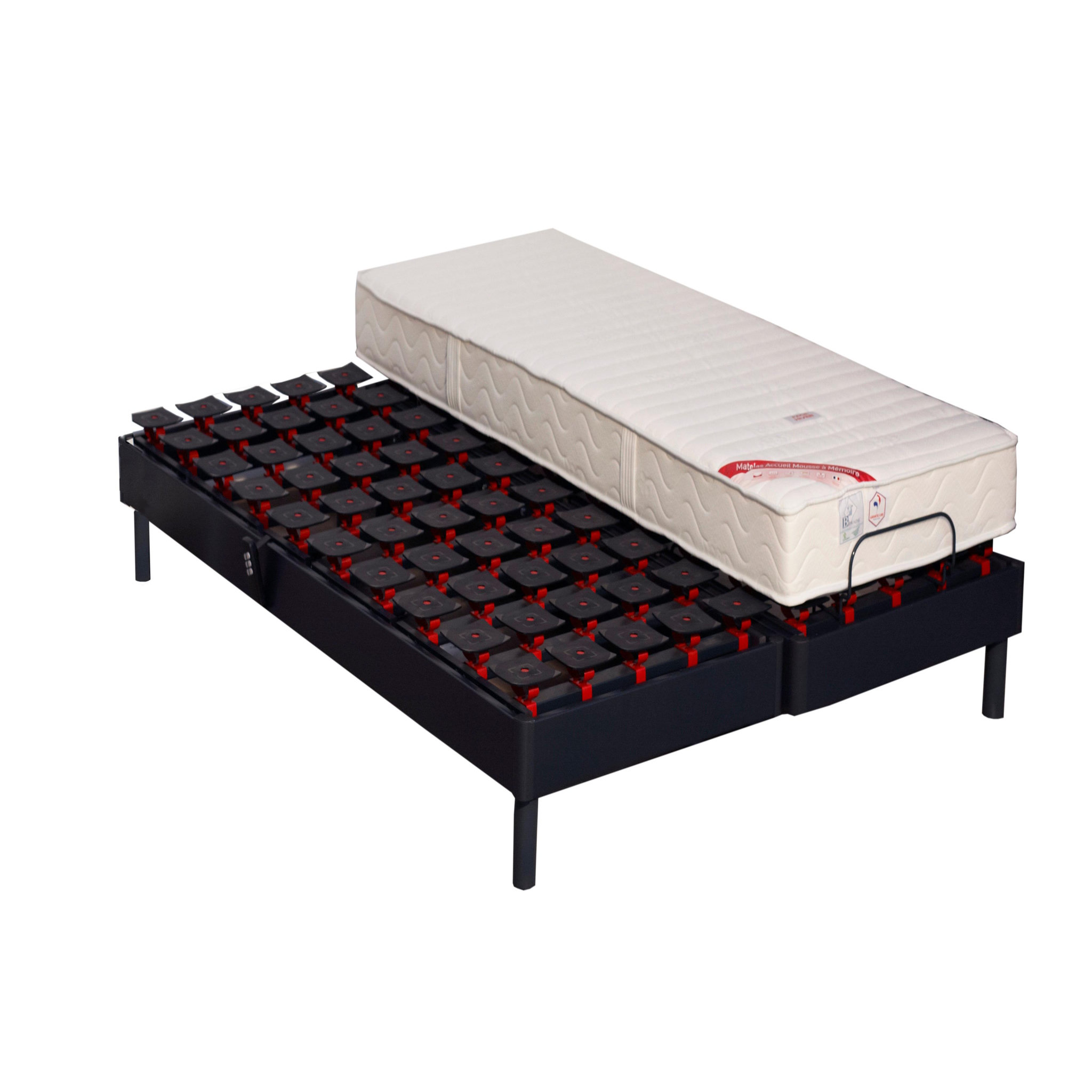 Voir la diapositive 3 : Ensemble TPR tous plots réglables + Matelas Mousse 2x90x200 cm MEMORYLUX
