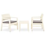 VIDAXL Salon de jardin 3 pcs avec coussins Plastique Blanc