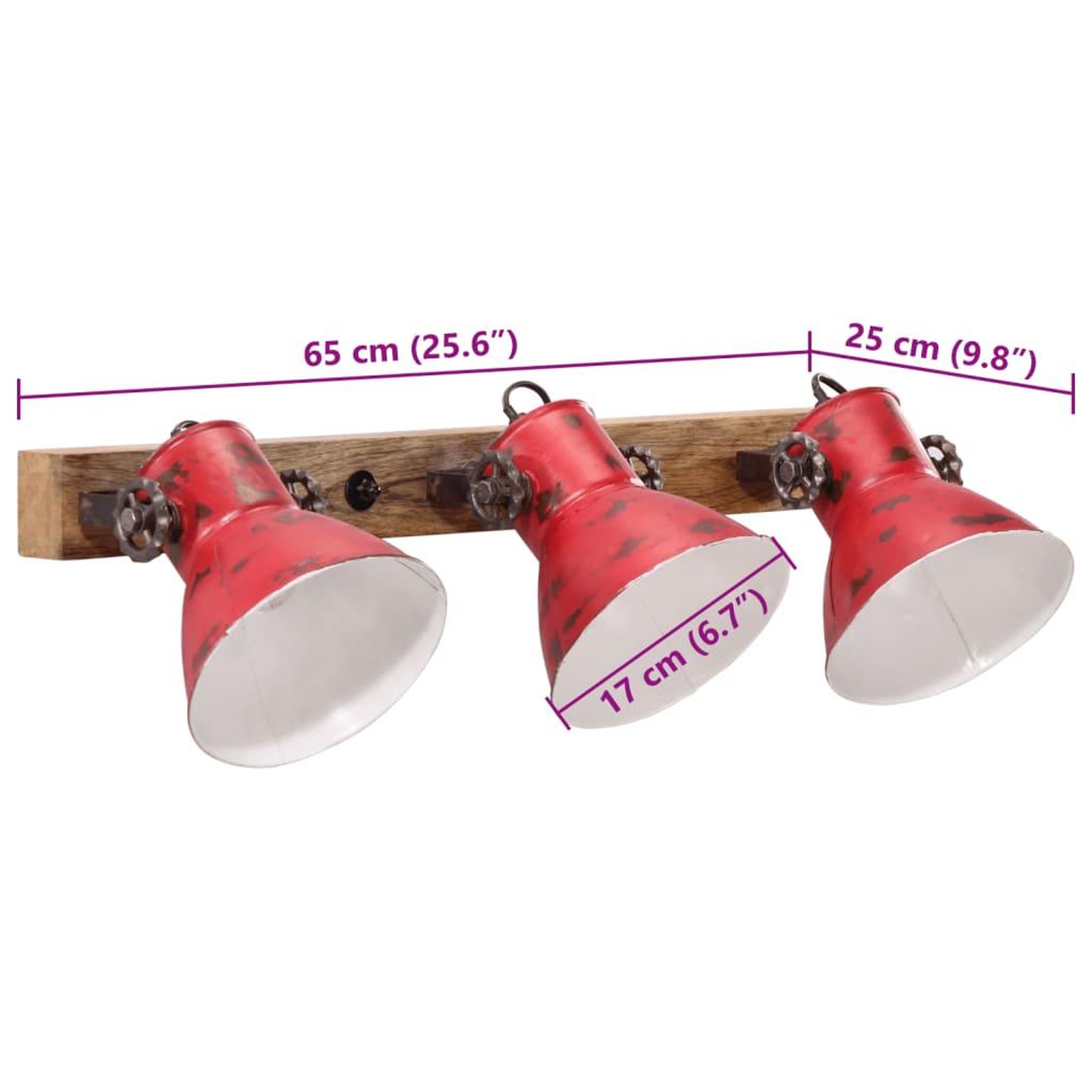 Voir la diapositive 6 : VIDAXL Lampe murale 25 W rouge delave 65x25 cm E27