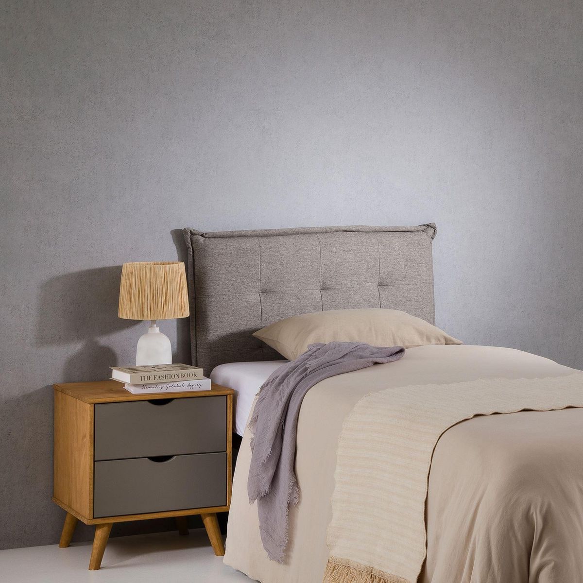 IDIMEX Tête de lit JALEYA 90 capitonnée sur pieds, en tissu