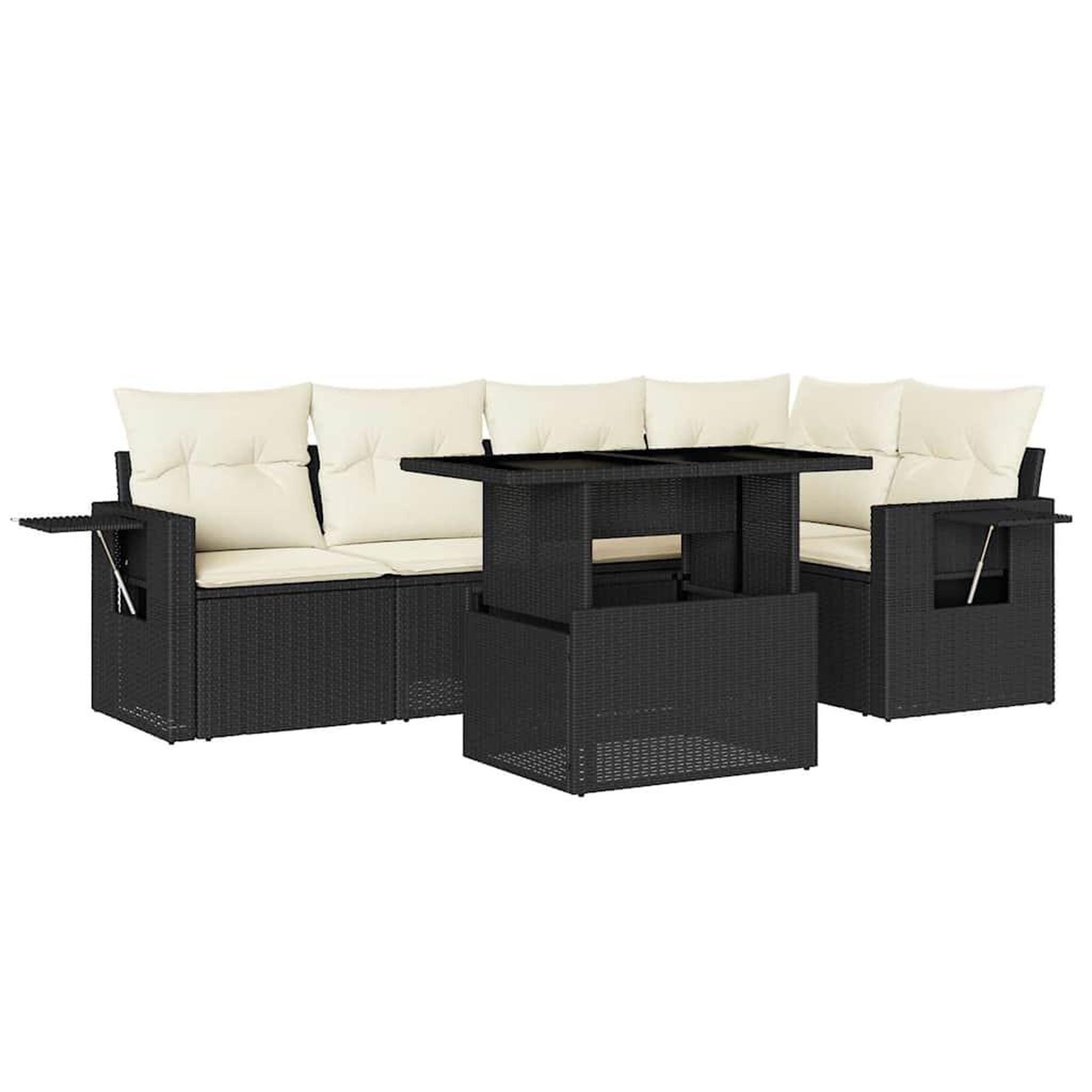 Voir la diapositive 2 : VIDAXL Salon de jardin 6 pcs avec coussins noir resine tressee