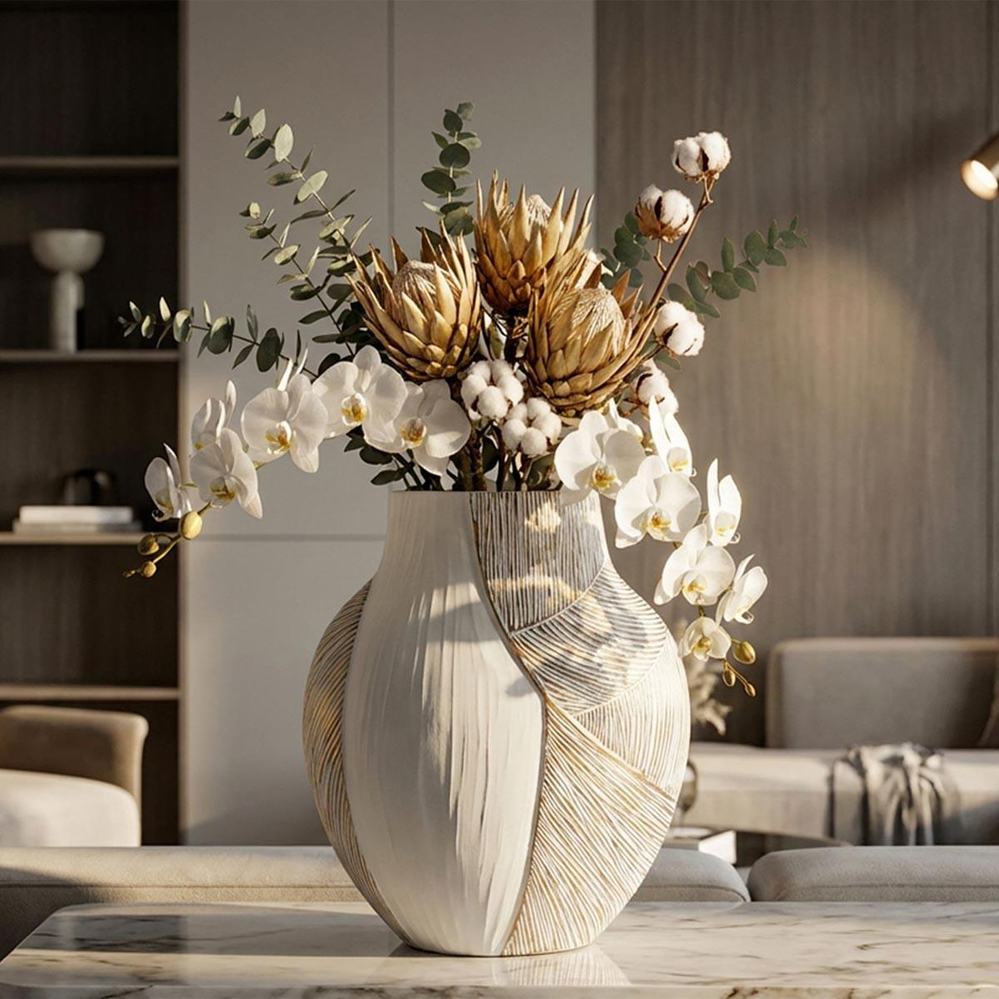 Voir la diapositive 4 : Paris Prix Vase design  hochi  37cm blanc
