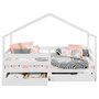 IDIMEX Lit cabane ENA lit enfant simple montessori 90 x 190 cm, avec 2 tiroirs de rangement, en pin massif lasuré blanc
