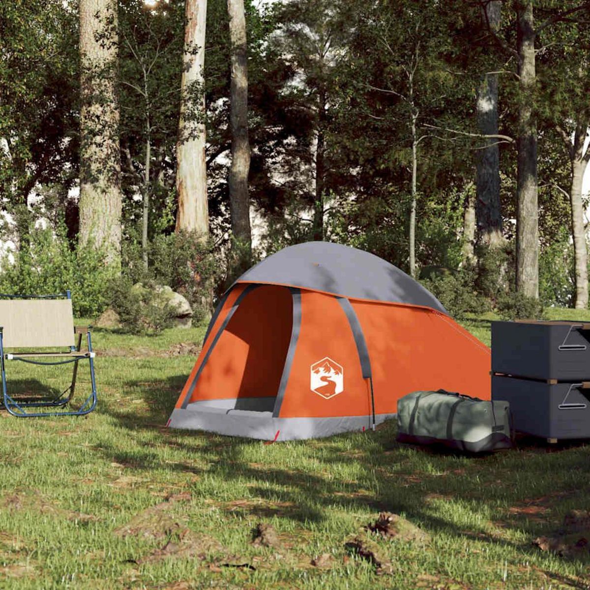 VIDAXL Tente de camping a dome 1 personne gris et orange impermeable