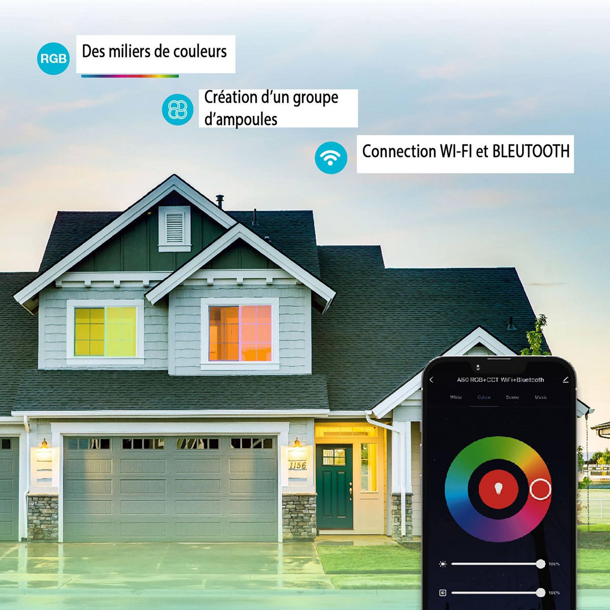 Gsc Ampoule LED connectée  couleurs variées - 5,5w E27