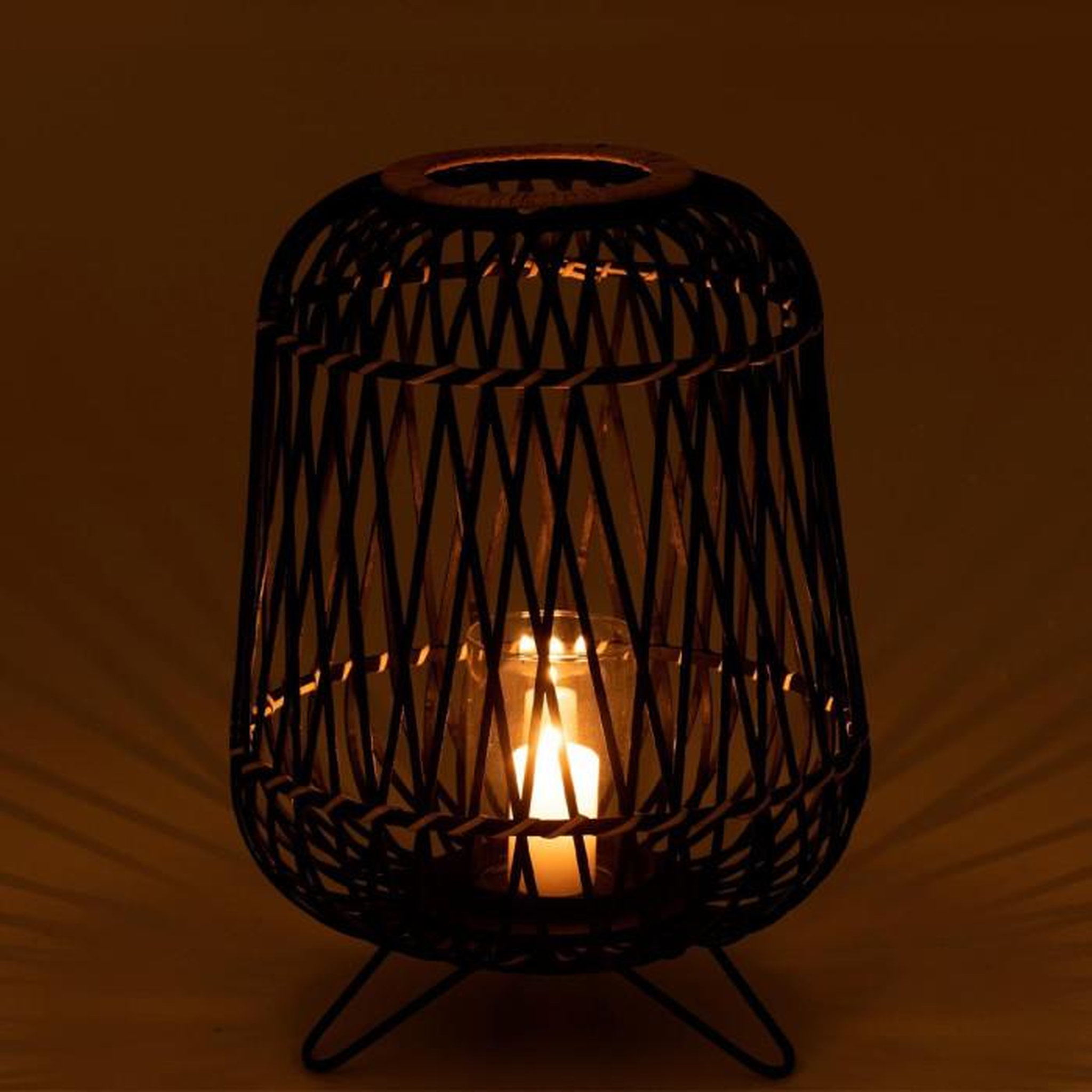Voir la diapositive 3 : Paris Prix Lanterne Déco  Bambou sur Pied  49cm Noir