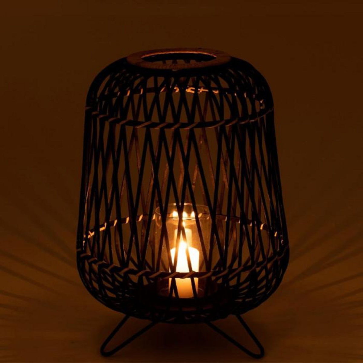 Paris Prix Lanterne Déco  Bambou sur Pied  49cm Noir