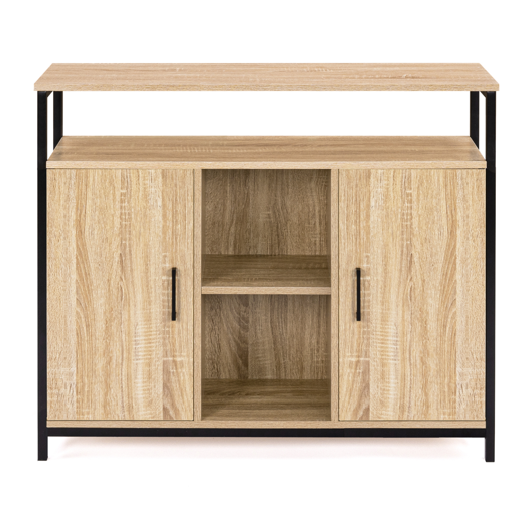Voir la diapositive 6 : ID MARKET Buffet 100 cm DETROIT 2 portes avec étagères design industriel (compose ref 15343)