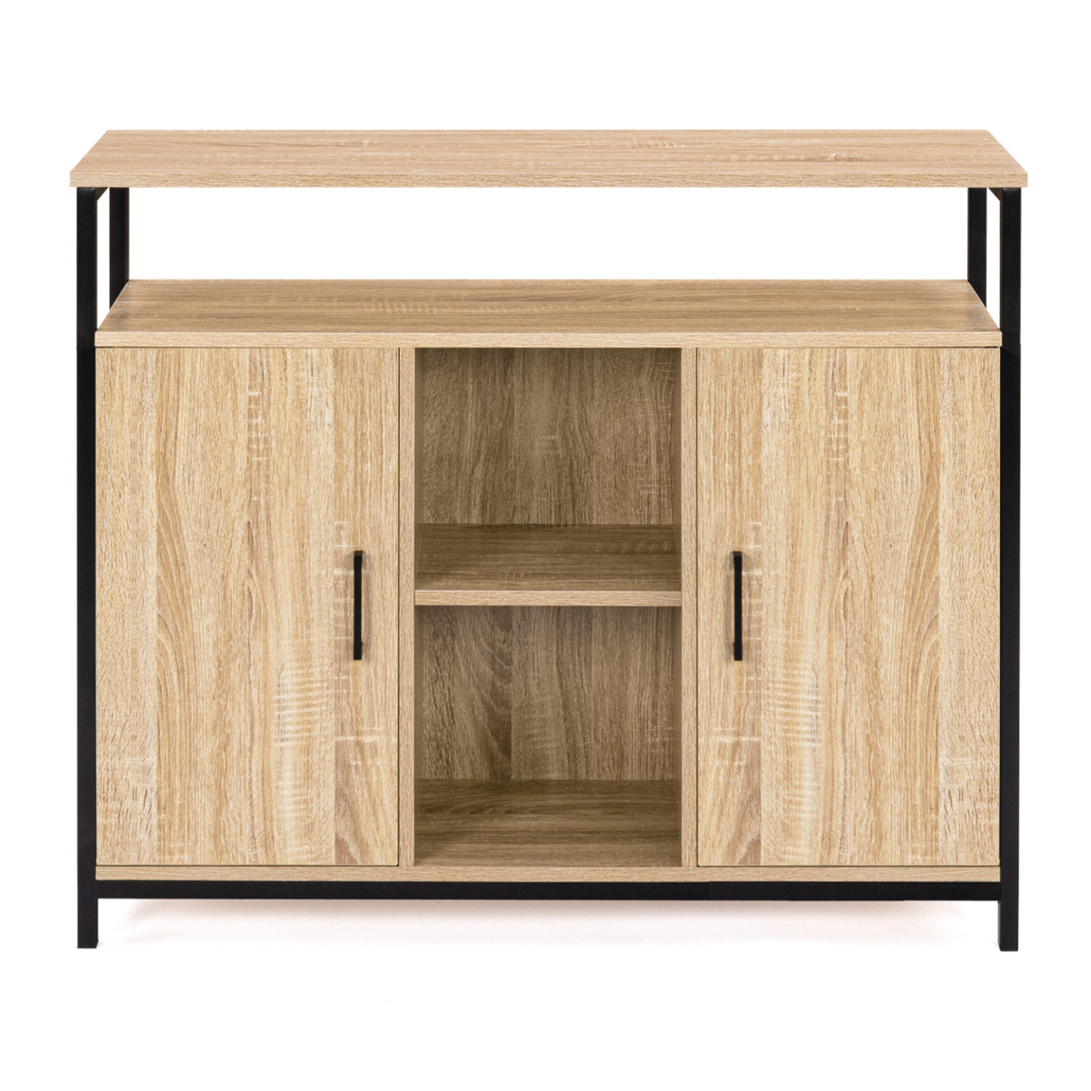 ID MARKET Buffet 100 cm DETROIT 2 portes avec étagères design industriel (compose ref 15343)