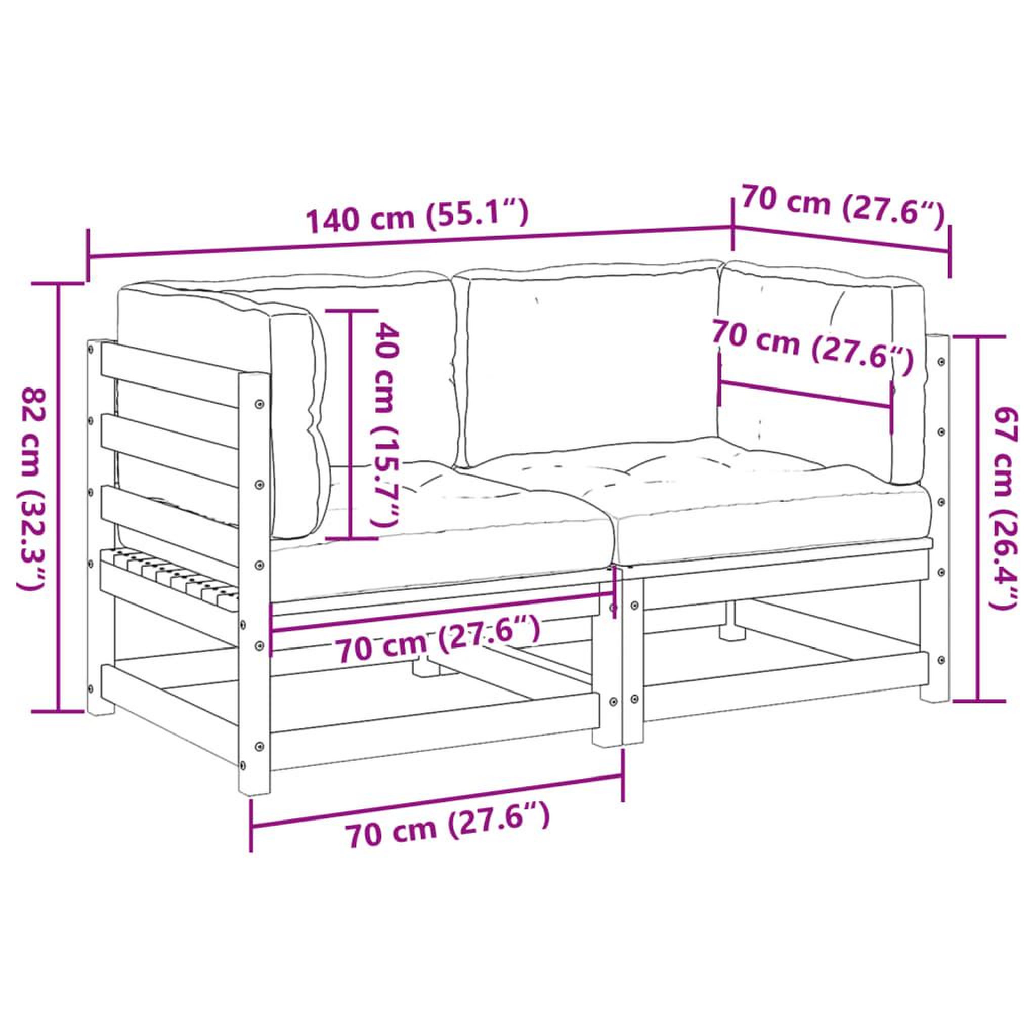 Voir la diapositive 6 : VIDAXL Salon de jardin 2 pcs avec coussins cire marron bois pin massif